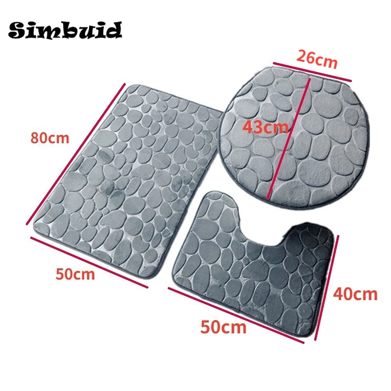 3-Piece Bathroom Bath Mat Set