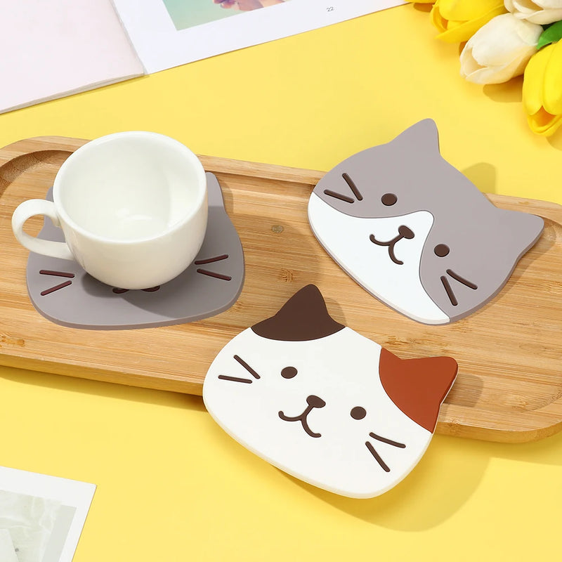 Cartoon Cat Silicone Coasters