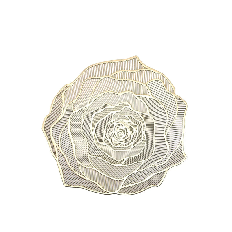 Gold Hollow PVC Round Flower Dining Pad