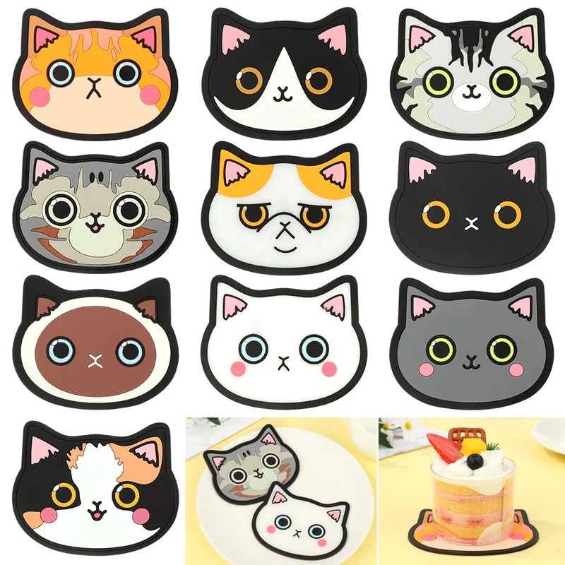 Cartoon Cat Silicone Coasters