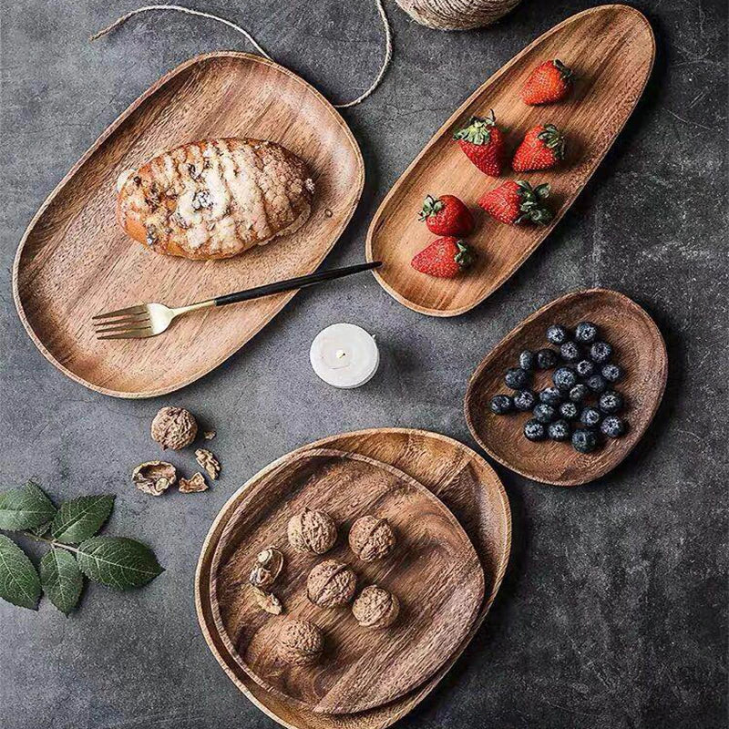 Irregular Oval Solid Wood Tray