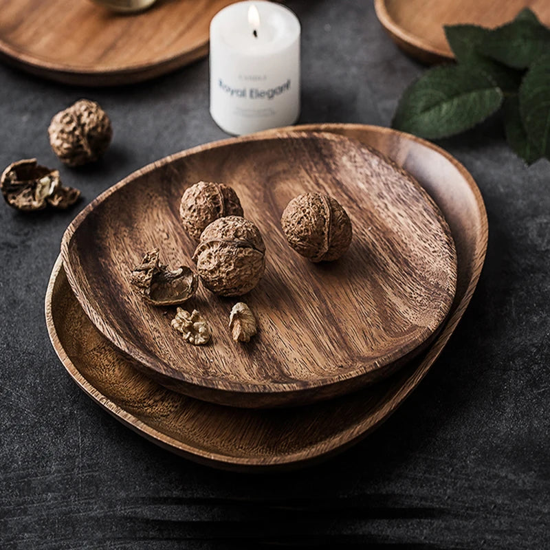 Irregular Oval Solid Wood Tray