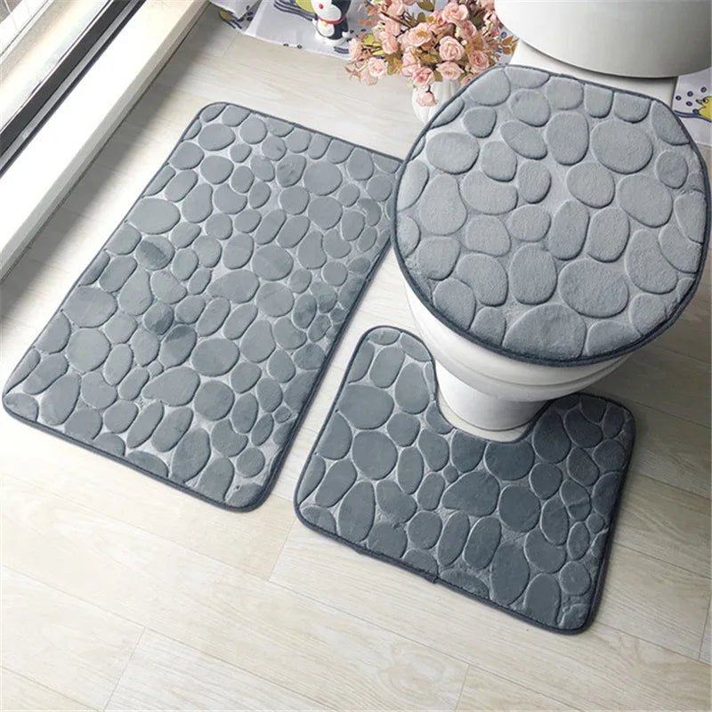 3-Piece Bathroom Bath Mat Set