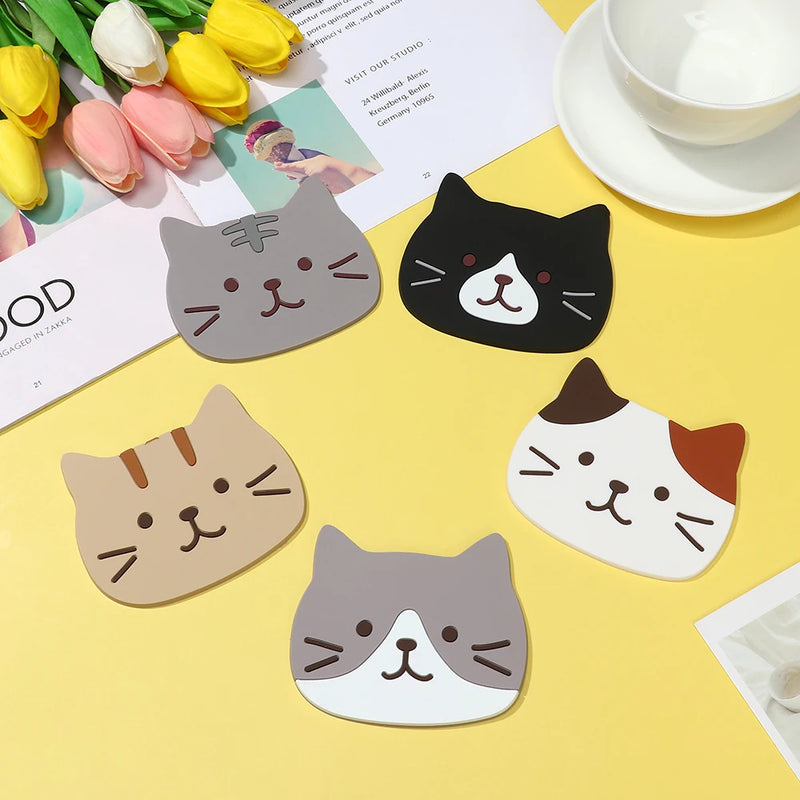 Cartoon Cat Silicone Coasters